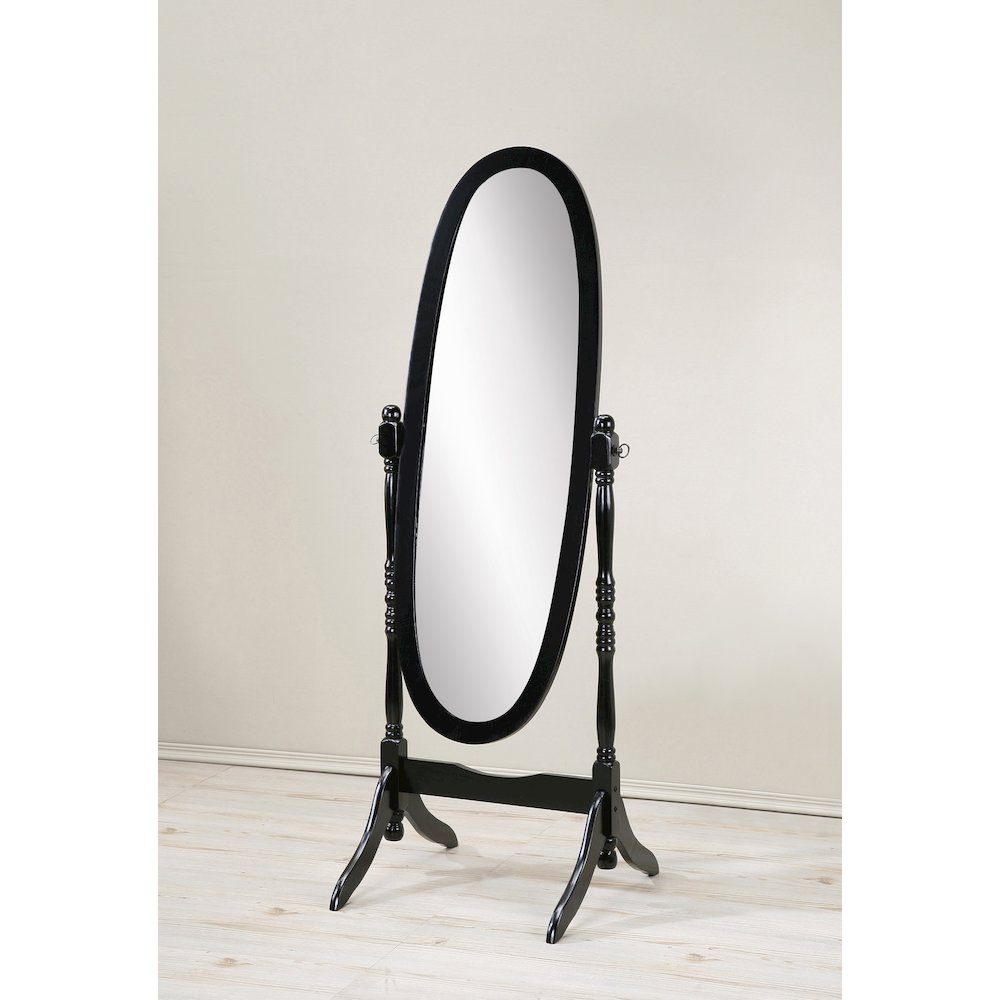 Audi Traditional Queen Anna Style Black Wood Floor Cheval Mirror. Picture 2