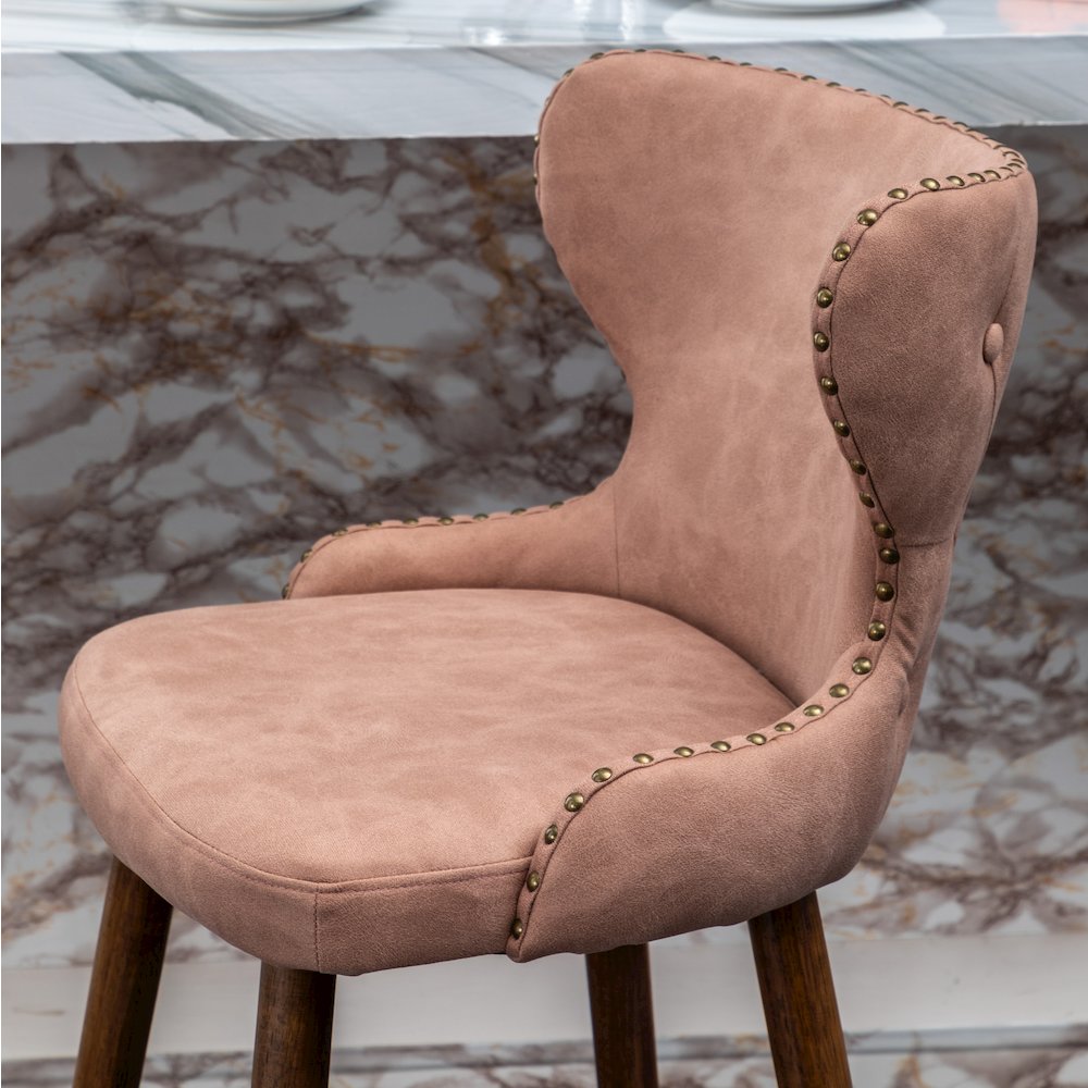 Nevis Modern Faux Leather Tufted Nailhead Trim Counter Stool Set of 2, Pink. Picture 8