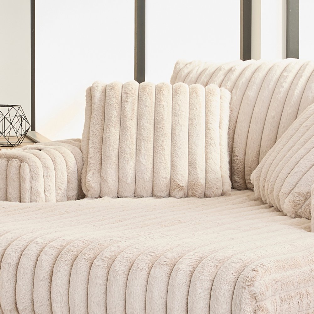 Belvoir Oversized Cuddle Chaise, with Cup Holders, Beige Champagne. Picture 7