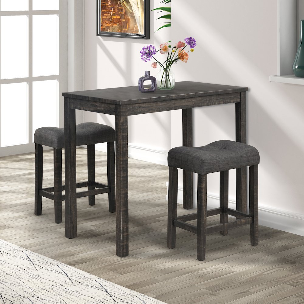 Sora Wood 3-Pc Counter Height Dining Set, Gray. Picture 2