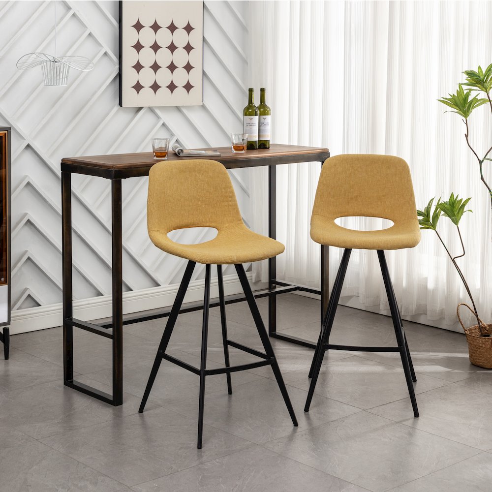 Porth Fabric Kitchen 28.25" Barstools, Set of 2, Yellow. Picture 3