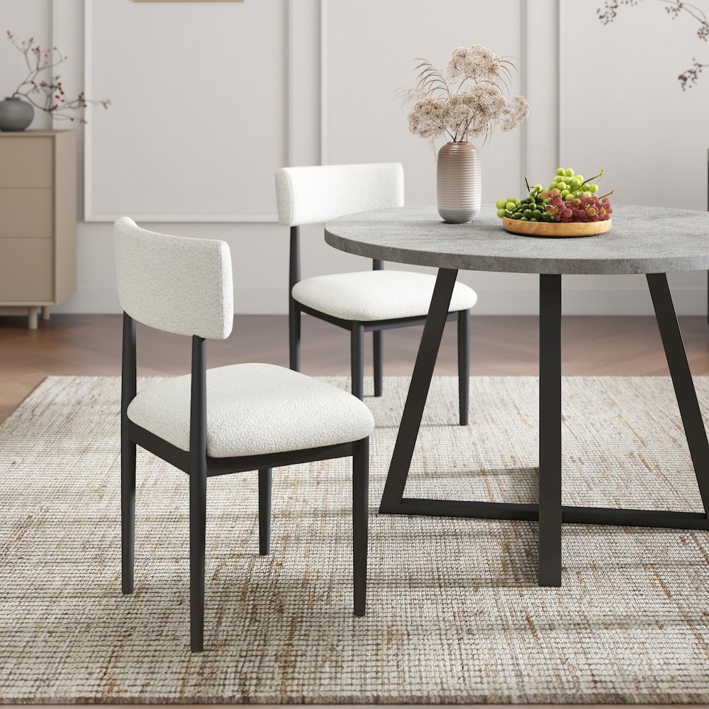 Edo 5-Piece Dining Set, Round Trestle Table and 4 Chairs, Gray and Black. Picture 8