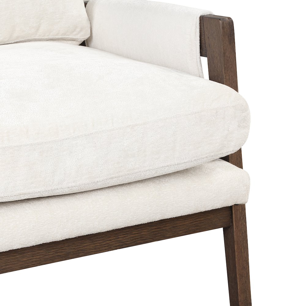 Kelly Mid-Century Modern Velvet Accent Armchair, White. Picture 11