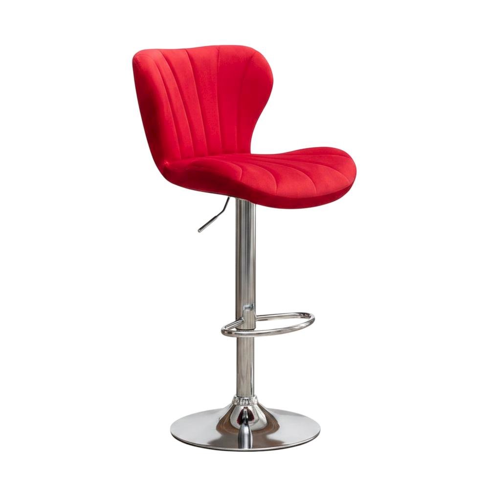 Red Upholstered Adjustable Swivel Barstool Set with Cushioned Comfort. Picture 3