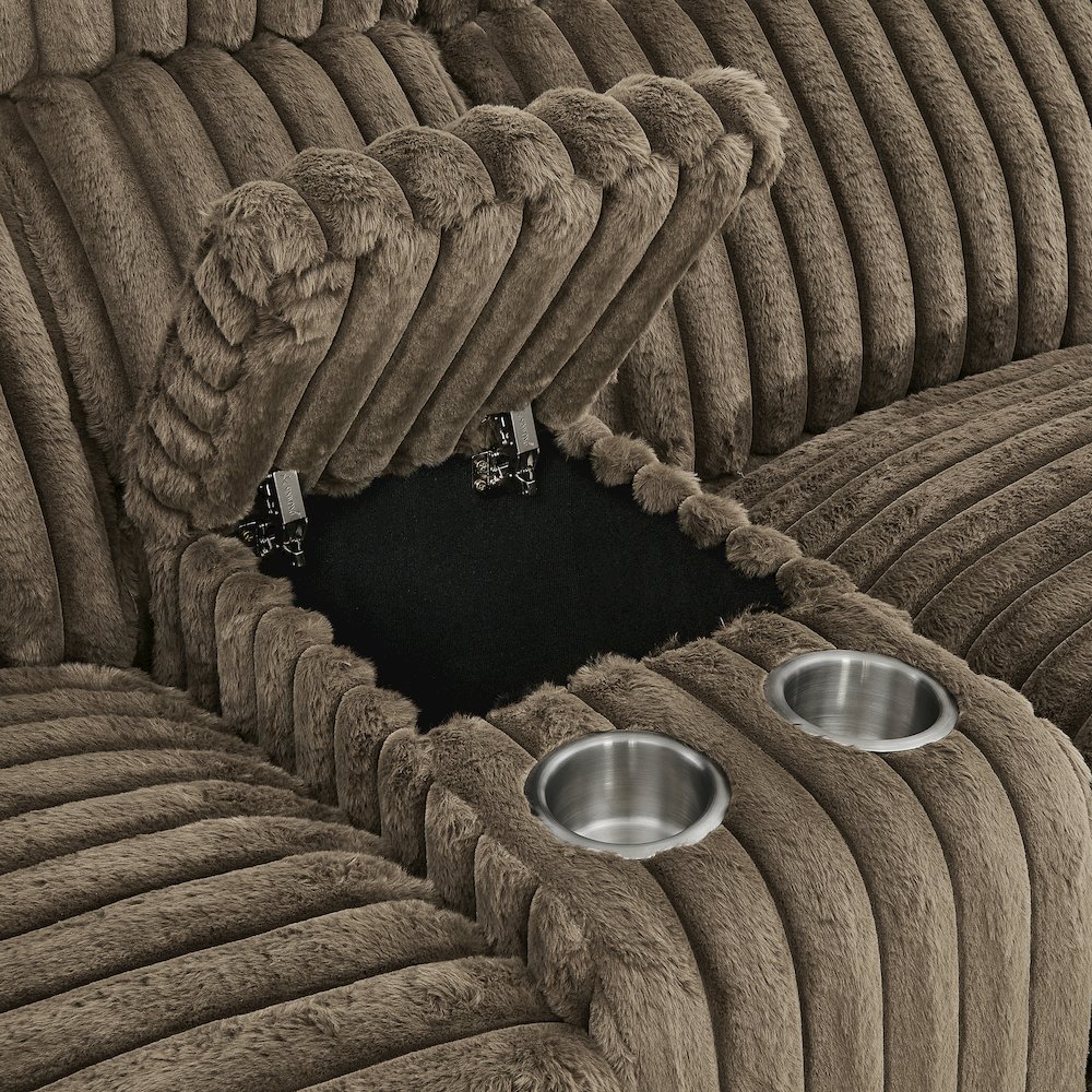 Ardello Manual Reclining Loveseat with Wide-Wale Corduroy, Storage Console. Picture 7