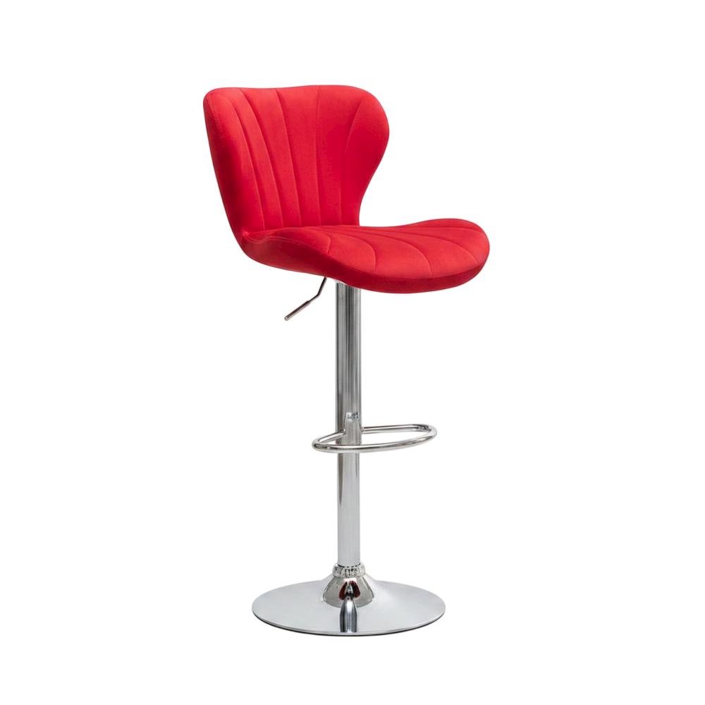 Red Upholstered Adjustable Swivel Barstool Set with Cushioned Comfort. Picture 4