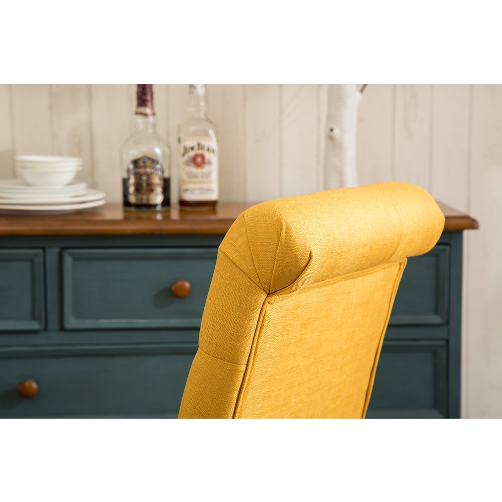 Habit Solid Wood Tufted Parsons Yellow Dining Chair, Set of 2. Picture 8