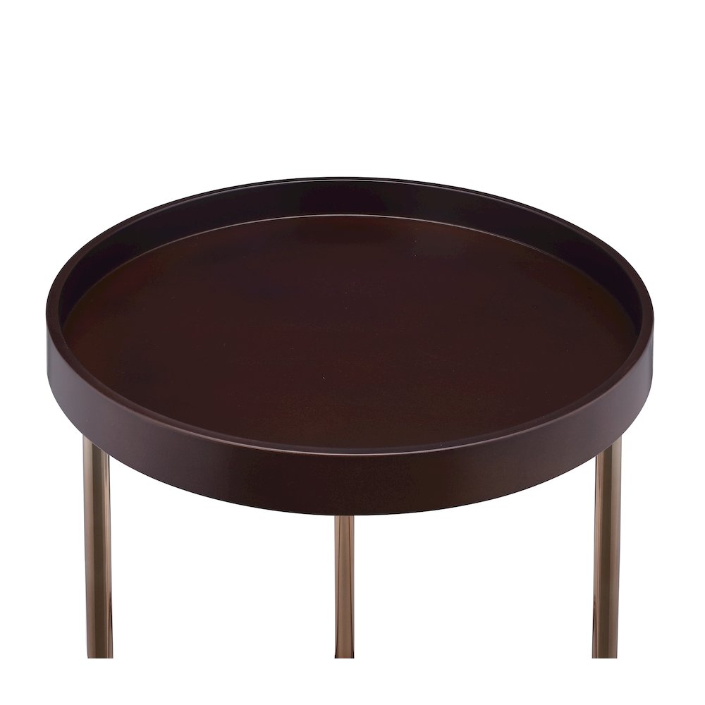 Genoa Round Tray Table with Metal Frame, Espresso. Picture 3