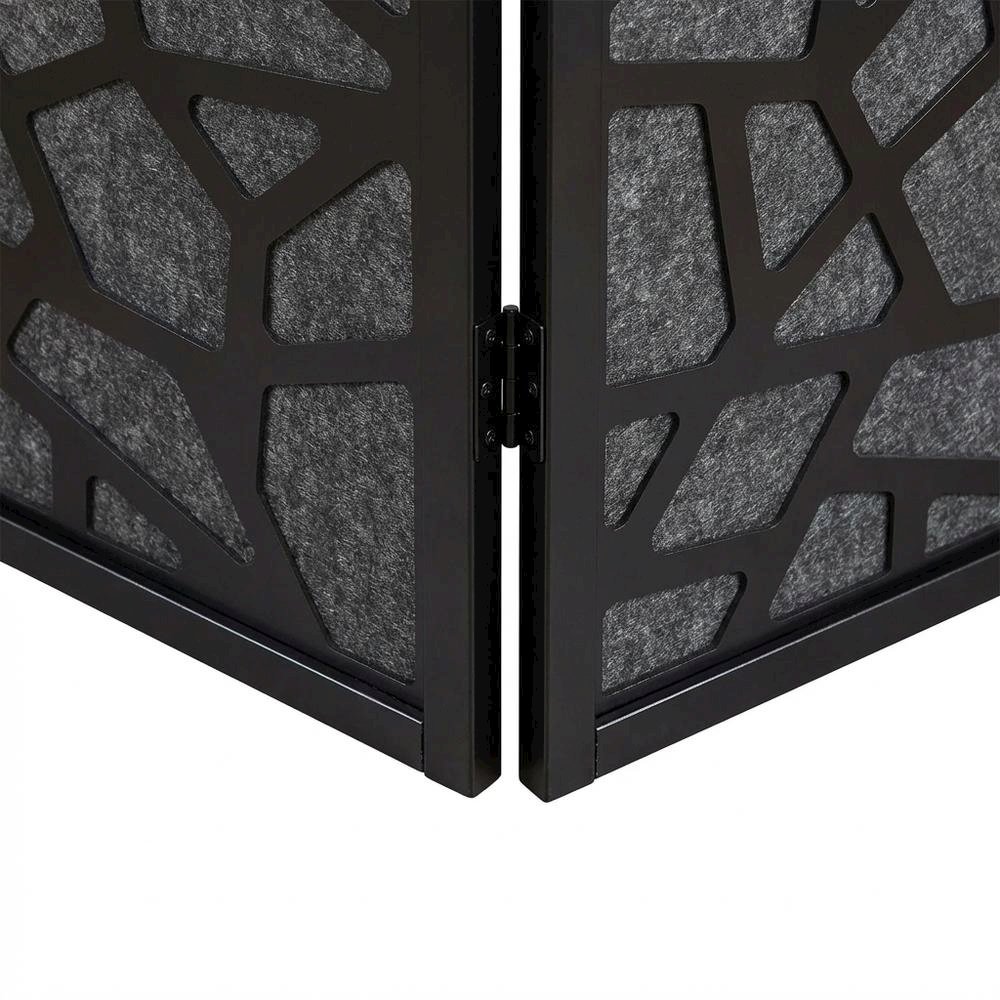 Black 4-Panel MDF Folding Room Divider, Fabric, 70 Inch. Picture 5