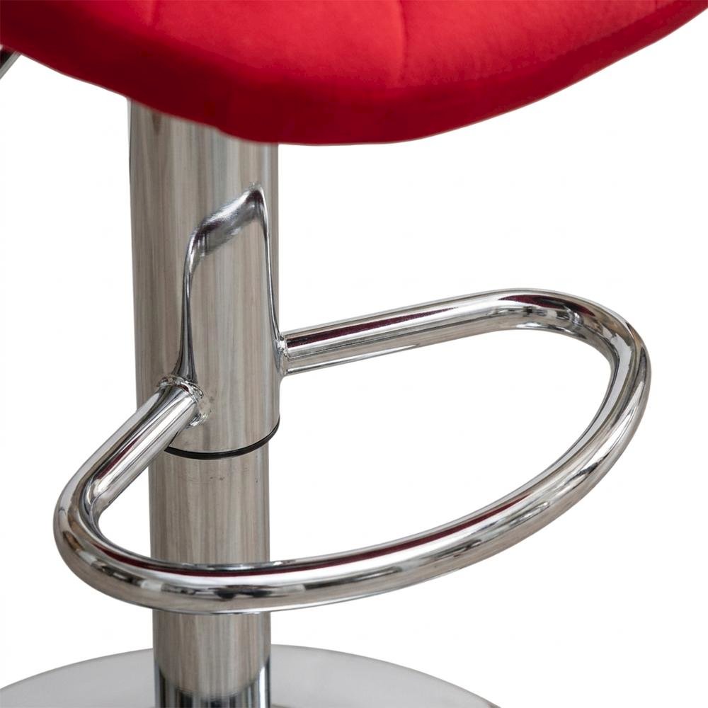 Red Upholstered Adjustable Swivel Barstool Set with Cushioned Comfort. Picture 7
