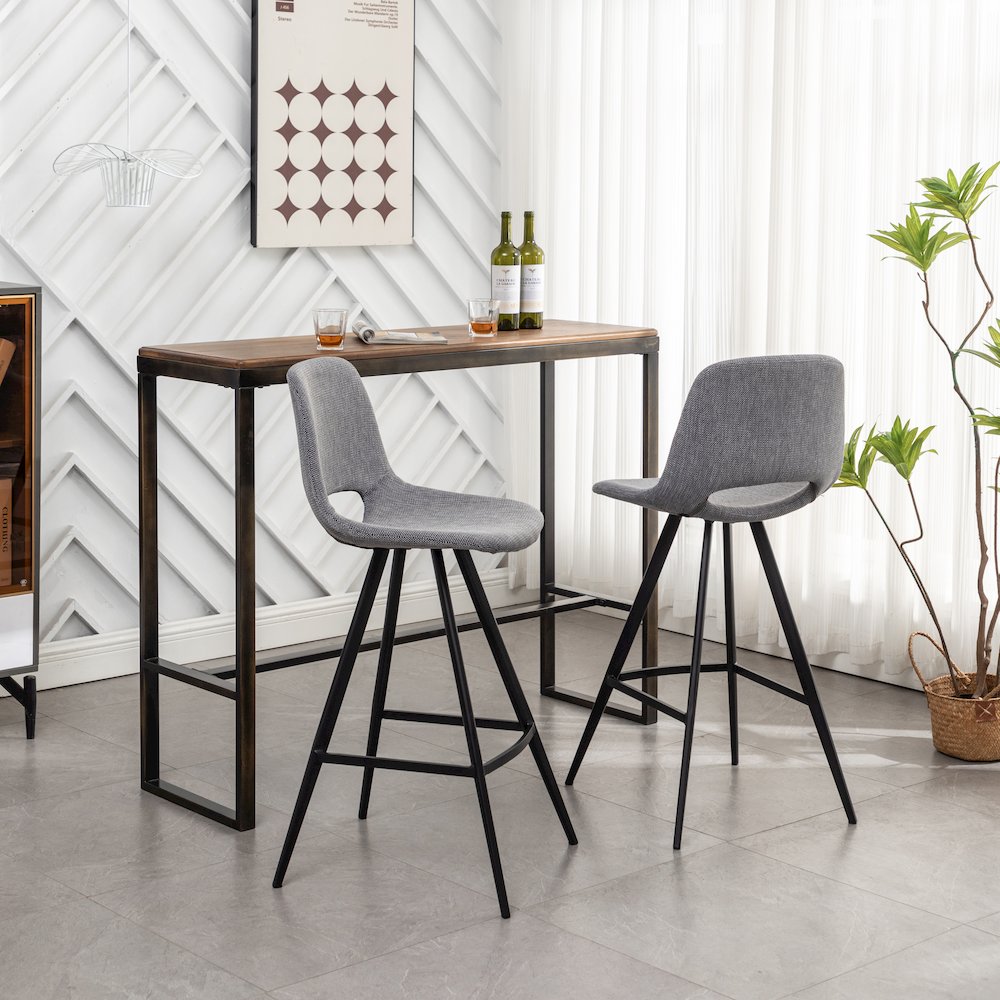 Porth Fabric Kitchen 28.25" Barstools, Set of 2, Gray. Picture 4