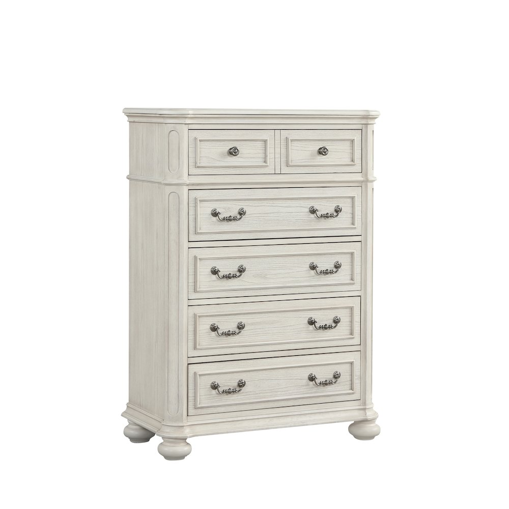 Nelson 5-Drawer Bedroom Chest with Flip-top, Antique White. Picture 13