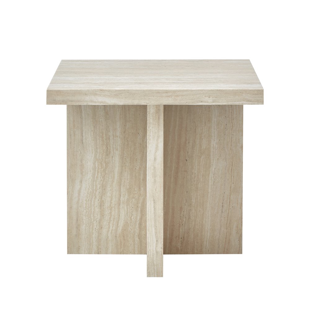 Cavira Modern Faux Marble Living Room Side Table, Beige. Picture 8