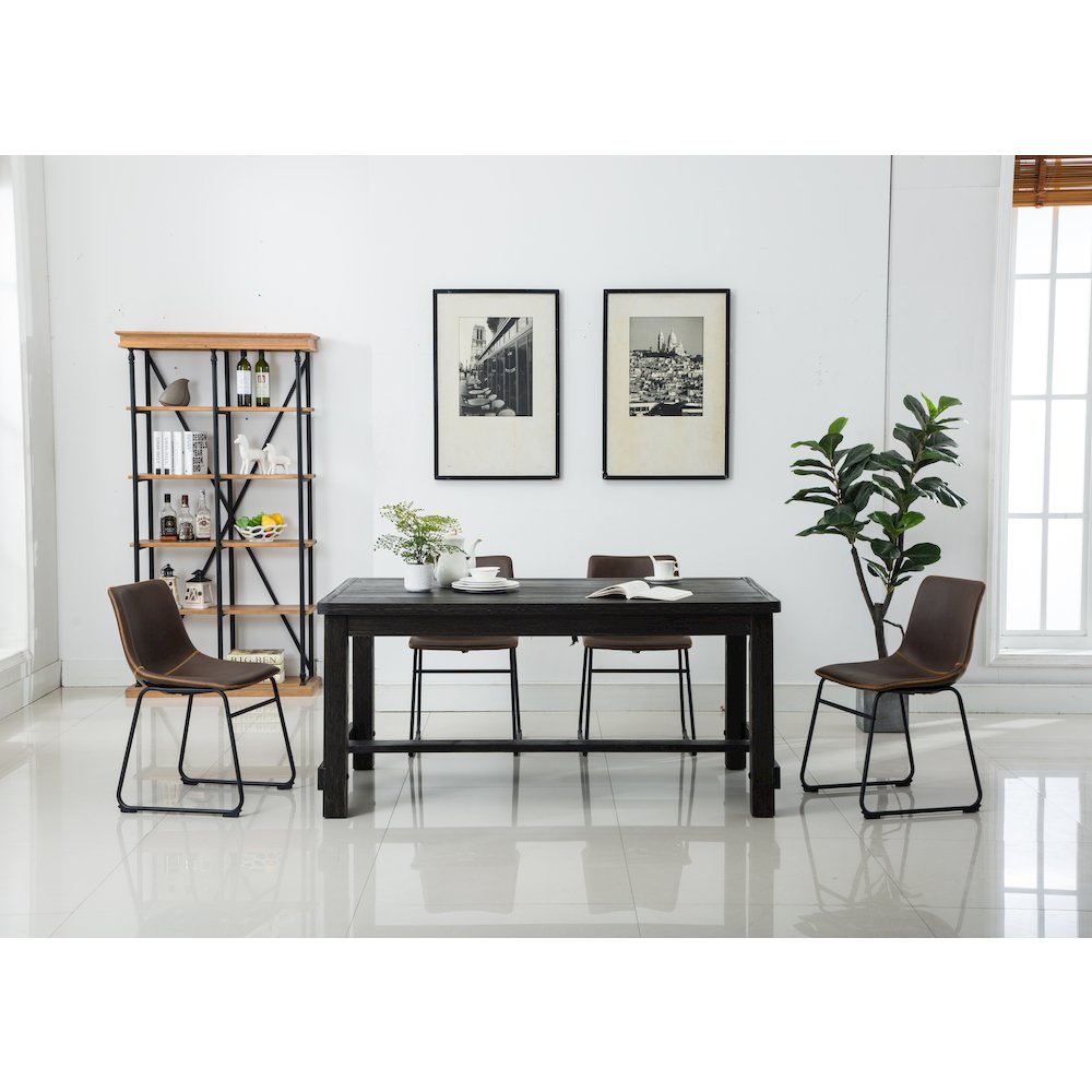 Lotusville Antique Wood Finished Dining Set: Table and Four Chairs, Brown. Picture 3