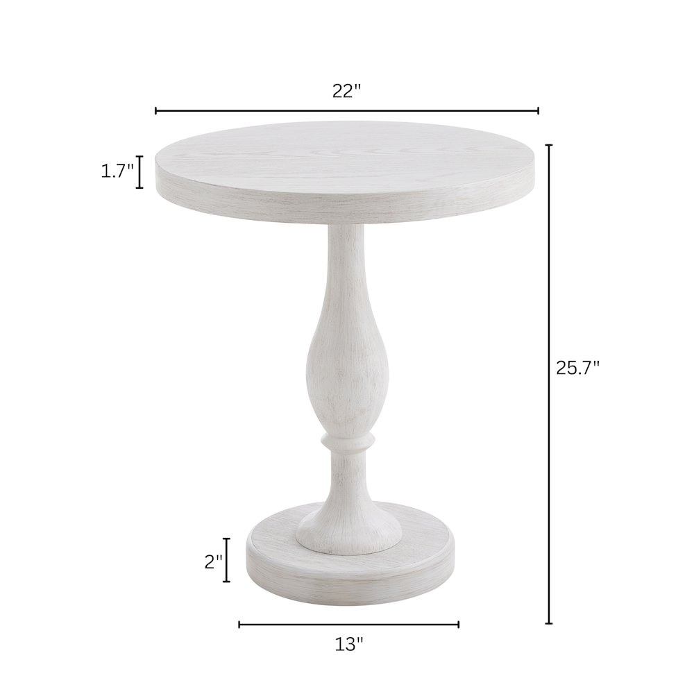 Solmere 22" Round Wood Pedestal End Table, White. Picture 8