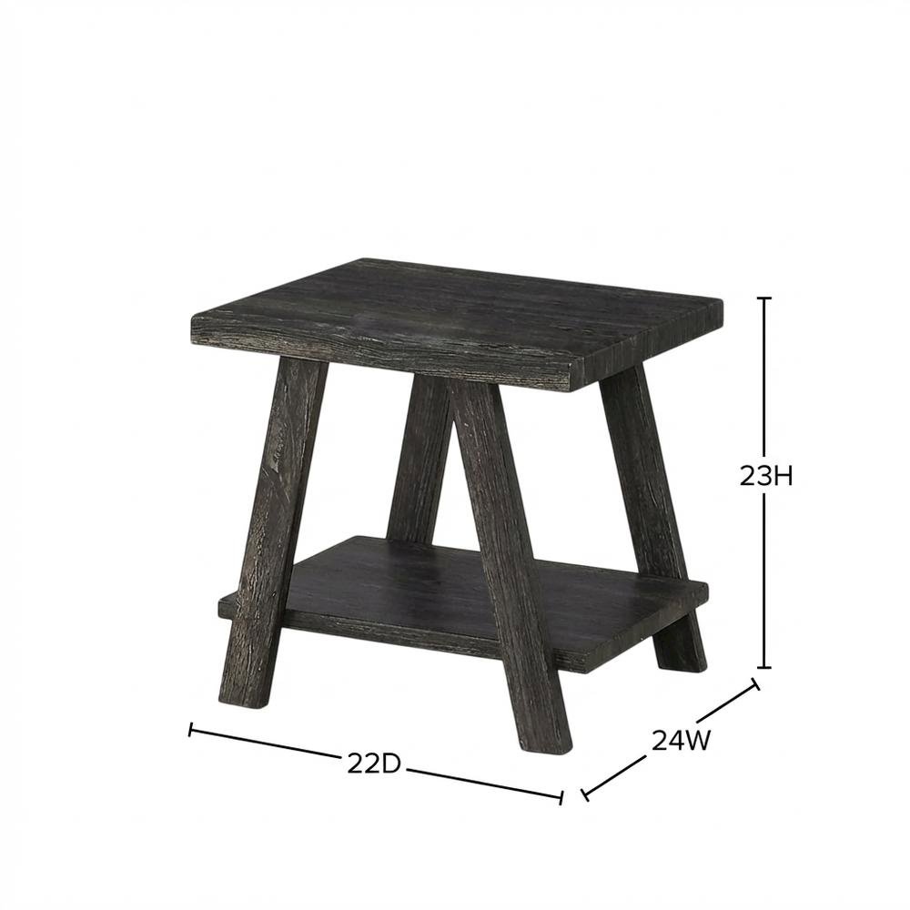 Charcoal, End Side Table, Open Shelf, Quality Build. Picture 7