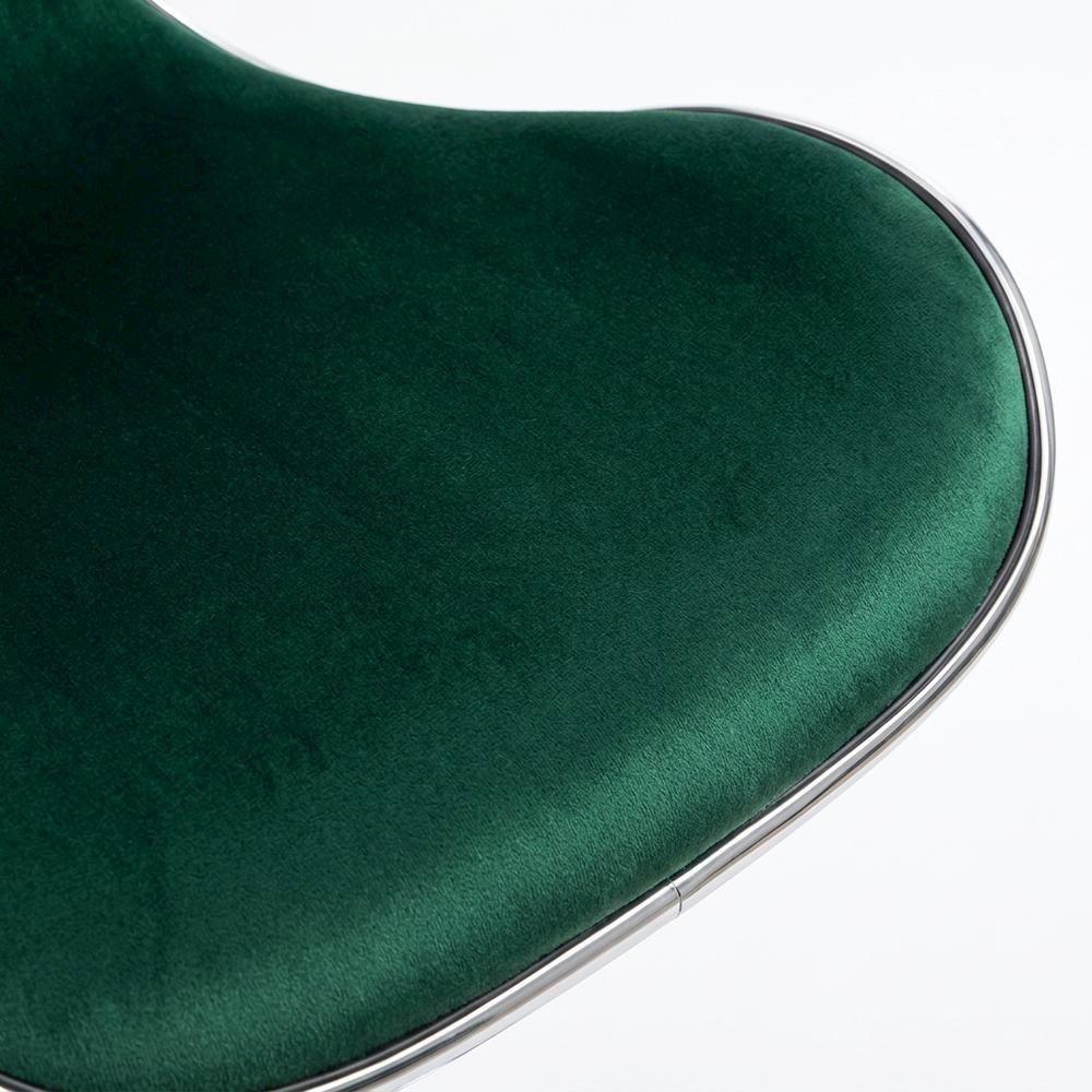 Green Velvet Swivel Barstool Set with Adjustable Height for Home or Bar. Picture 8