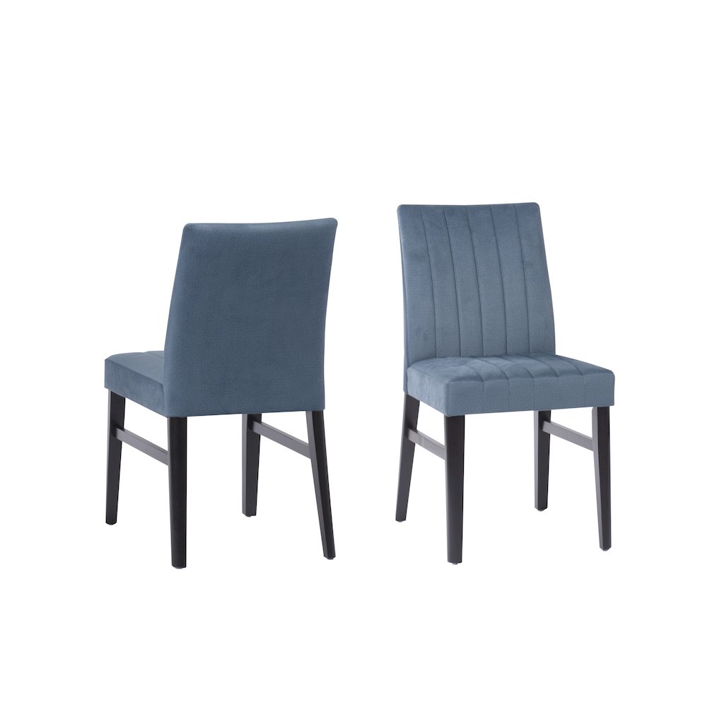 Edo 5-Piece Dining Set, Round Trestle Table and 4 Chairs, Gray and Blue. Picture 14