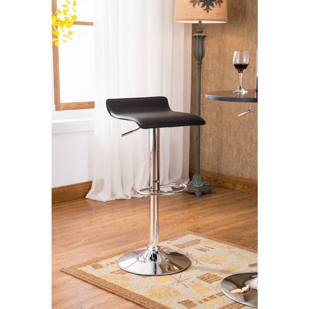 Baxton Adjustable Height Bar Table and 2 Adjustable Swivel Stools Set, Black. Picture 8