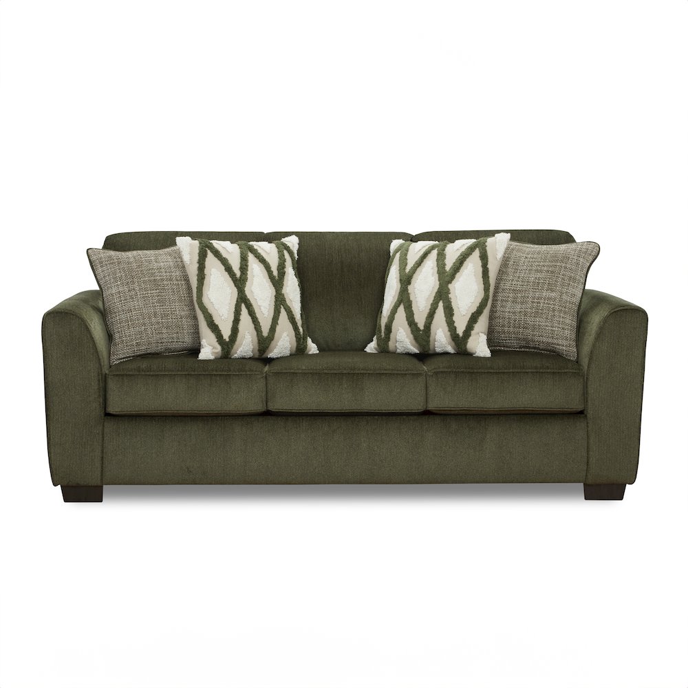 Marvella Living Room Sofa with Mosswood Chenille Upholstery, Accent Pillows. Picture 11