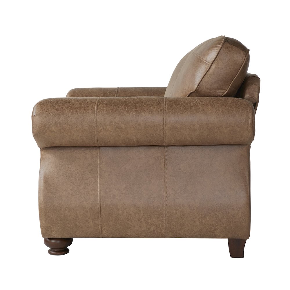 Leinster Faux Leather Arm Chair and Ottoman in Jetson Ginger. Picture 3
