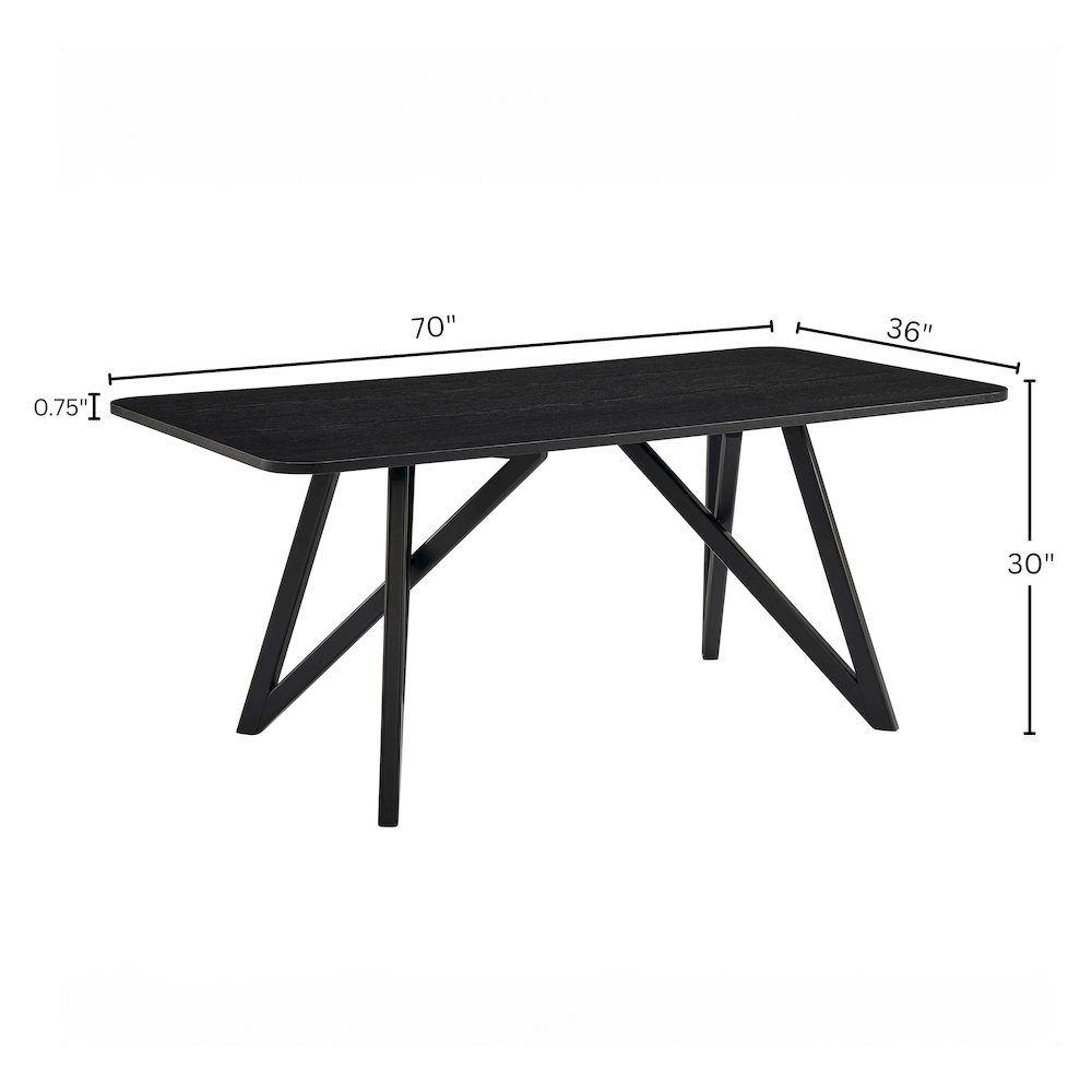 Axler 7-Piece Dining Set, Tripod-Cross Dining Table with 6 Boucle Chairs, Black. Picture 17