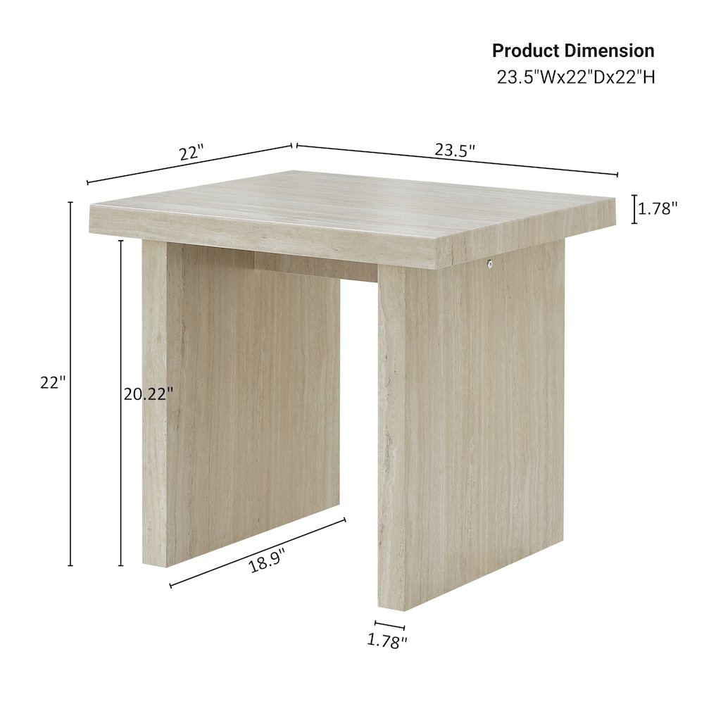 Cavira Modern Faux Marble Living Room End Table, Beige. Picture 10
