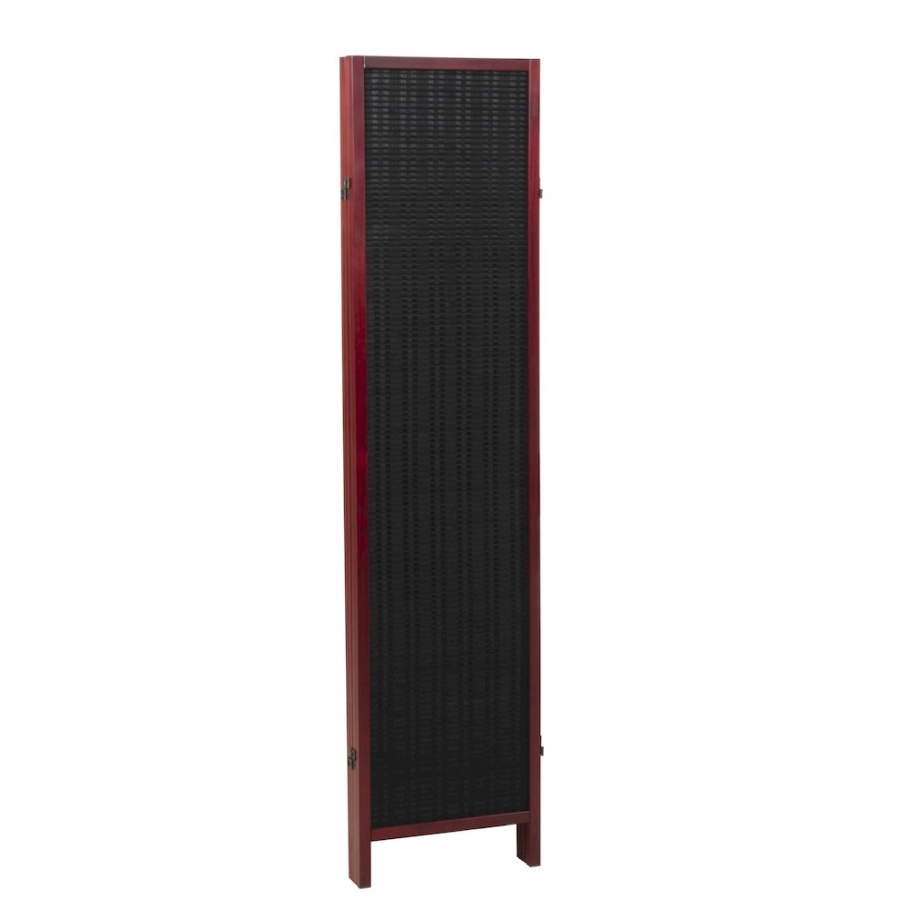 Inkwell 4-Panel Bamboo Room Divider, Folding Screen, Black with Red Frame. Picture 9