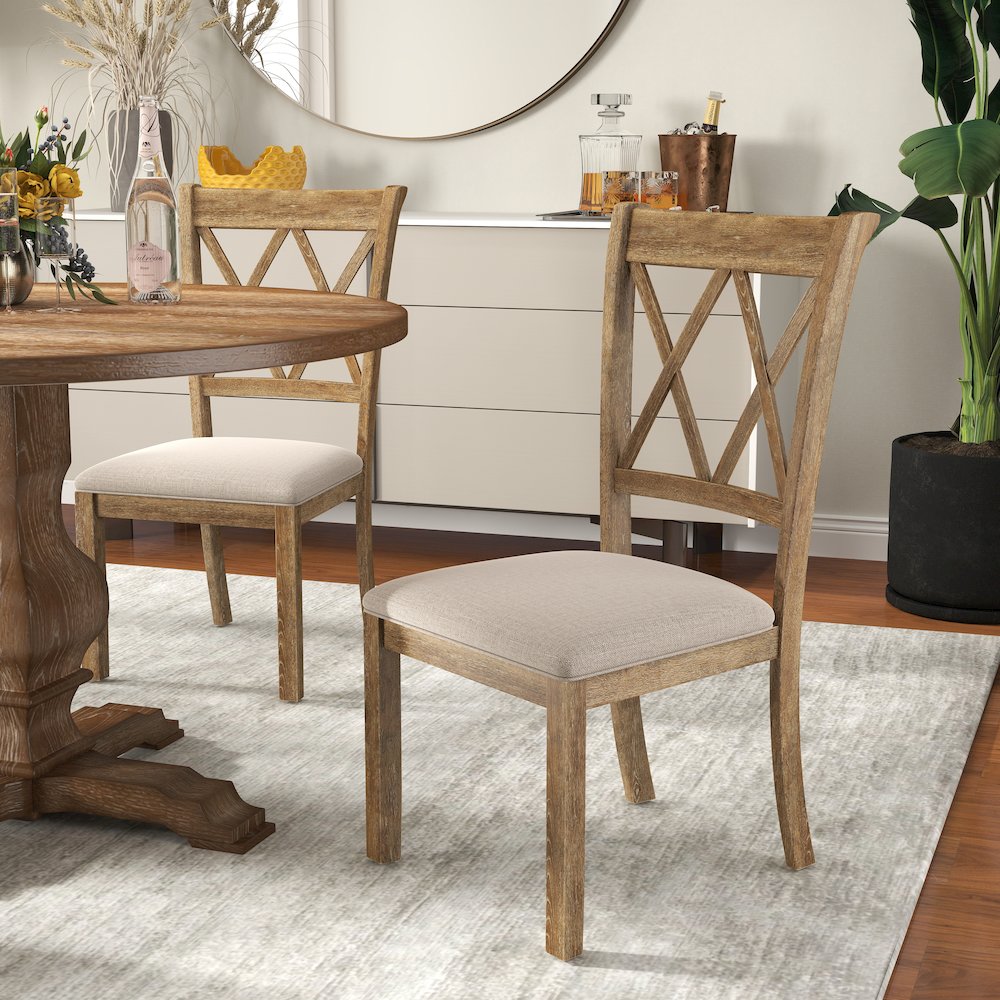 Havre Dining Set, Pedestal Round Table with 4 Chairs. Picture 6