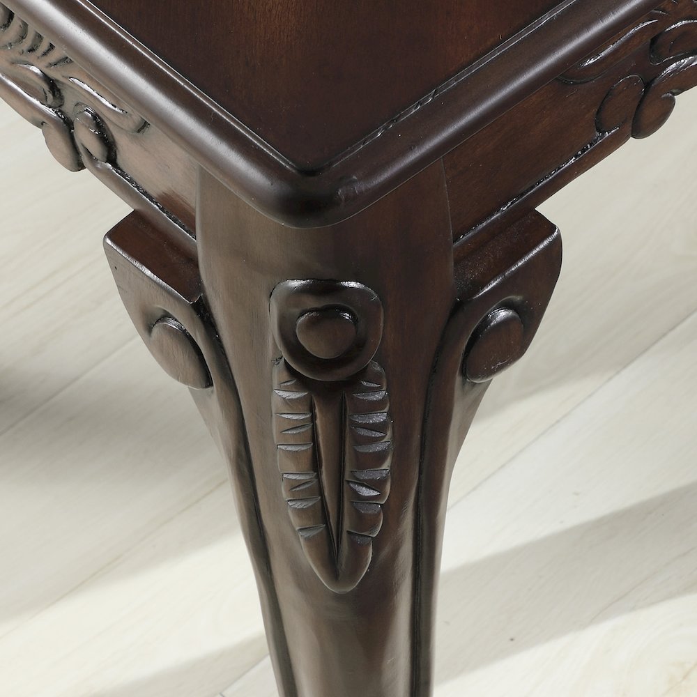 Blush Traditional Ornate Detailing Dark Cherry Finish Wood End Table. Picture 6