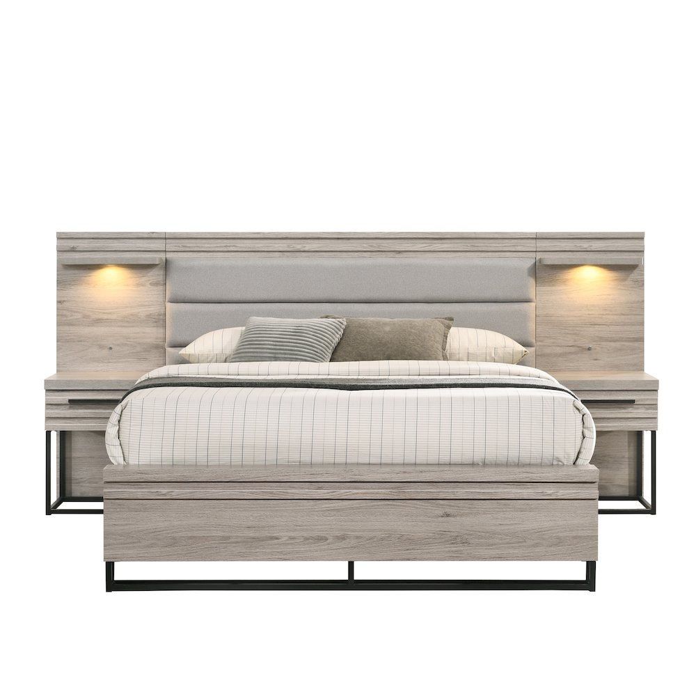 Wallbed Bed, Dresser, Mirror, and 2 Nightstands, Weathered Gray, Queen. Picture 5