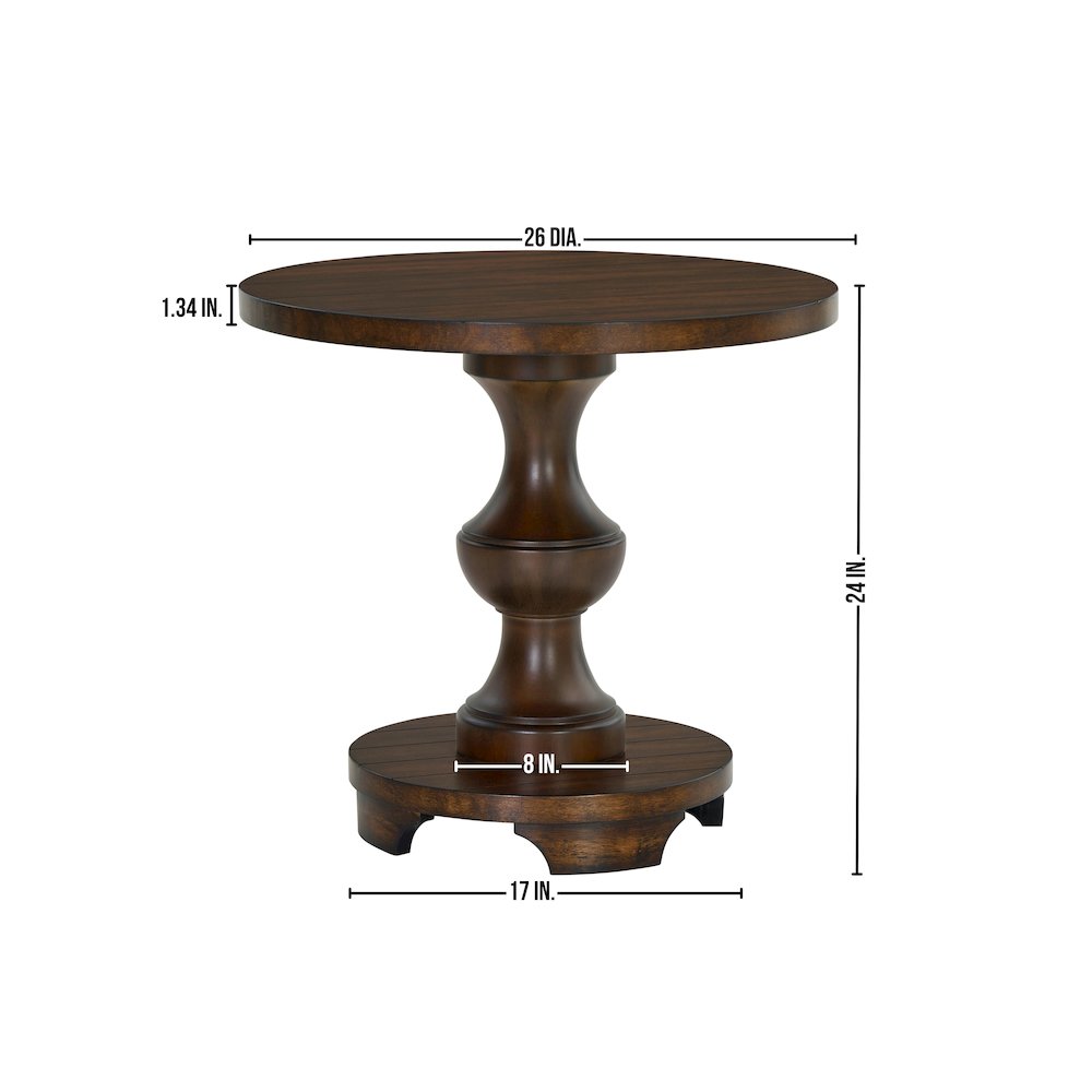 Caesar Traditional Round Pedestal End Table, Espresso. Picture 8
