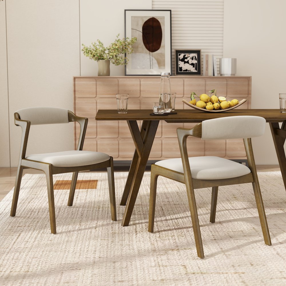 Lavin Black Finish Upholstered Dining Chairs, Set of 2. Picture 3
