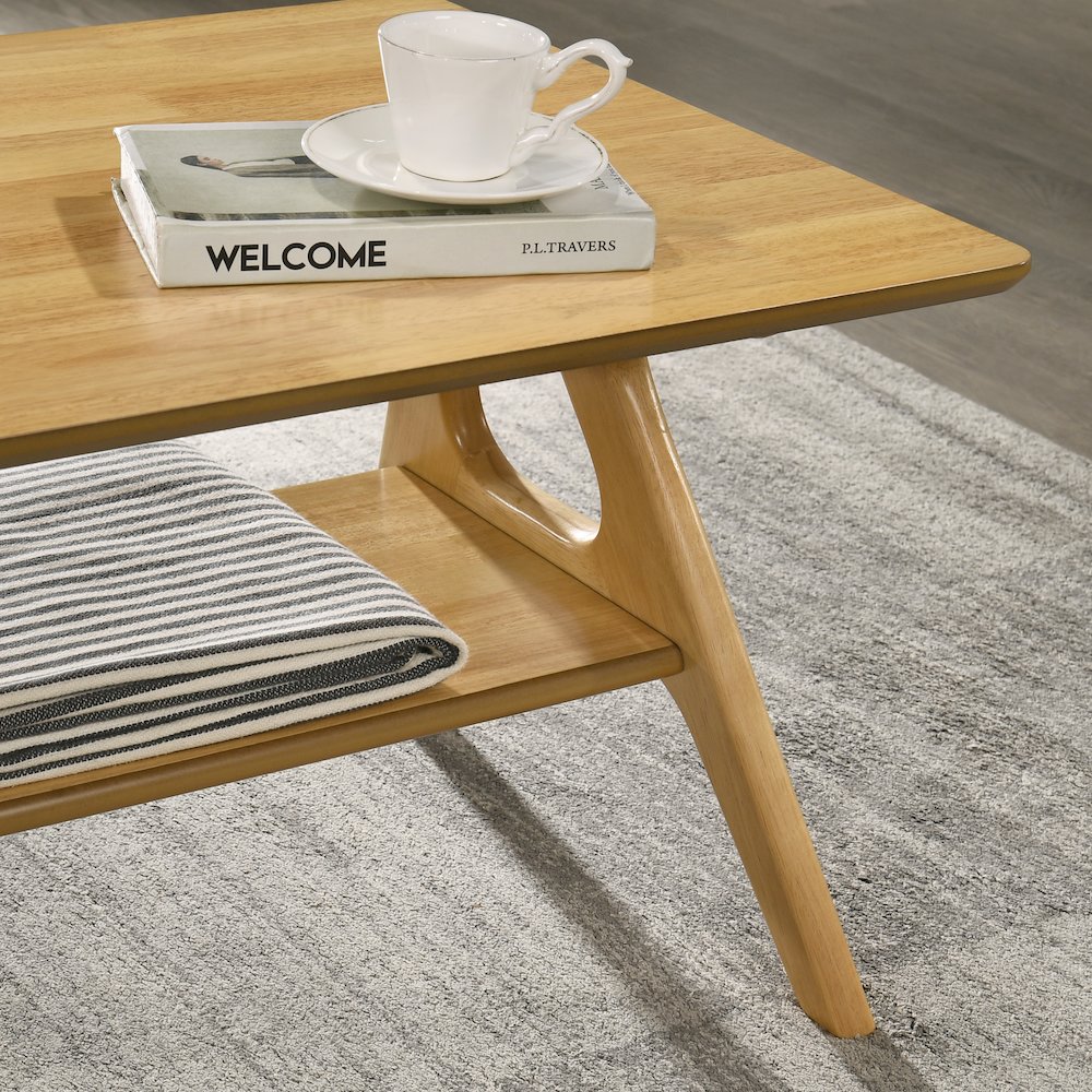 3-Piece Coffee Table Set, Coffee Table and Two End Tables, Natural Oak Finish. Picture 7