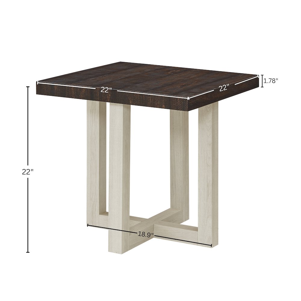 Luno Contemporary End Table, Walnut and White. Picture 8