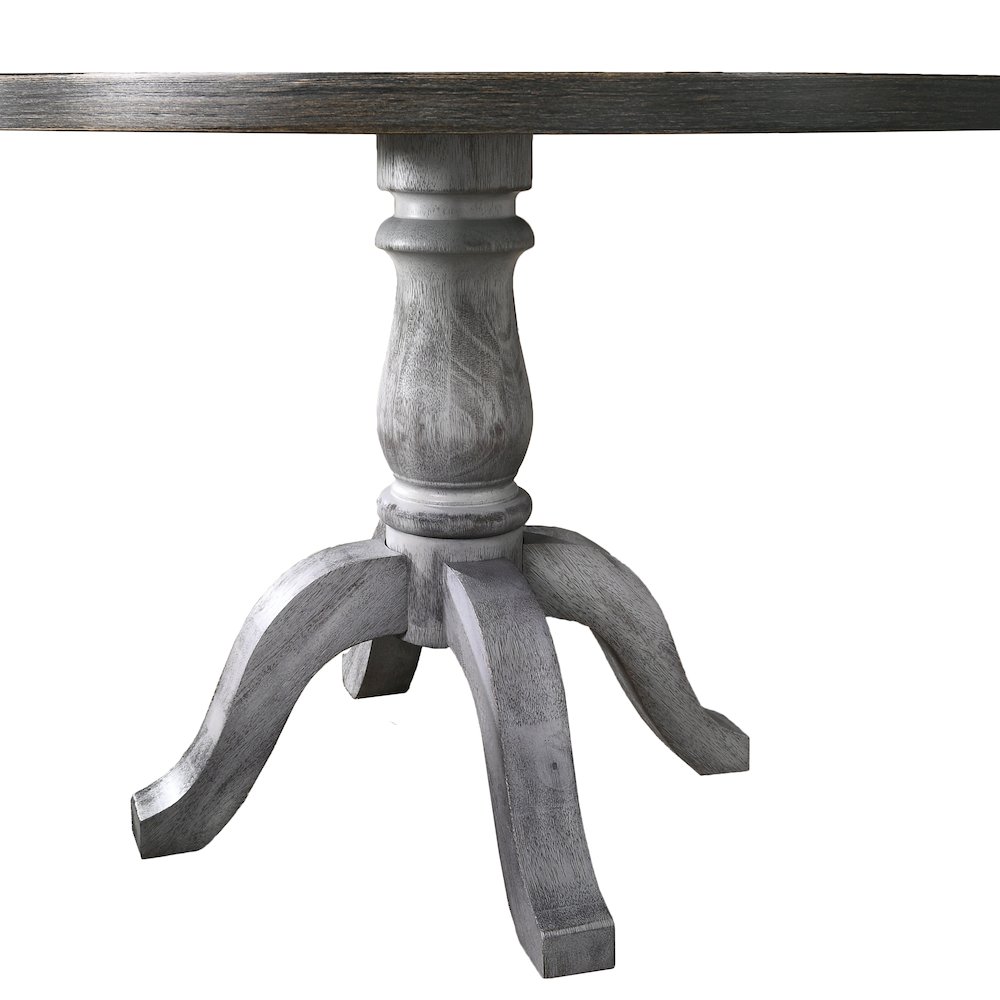 Iris 5-Pc Dining Set Pedestal Table with 4 Chairs, Weathered White and Gray. Picture 4