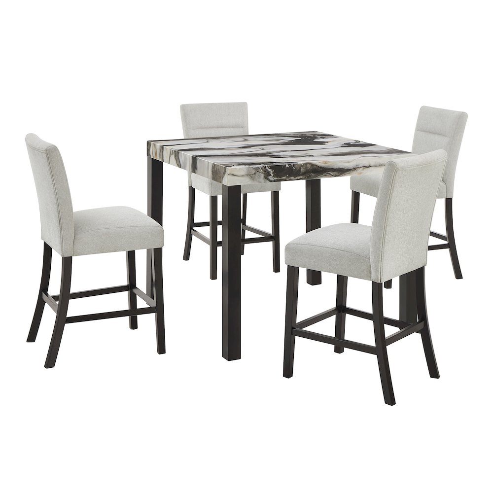 Cavira Modern Faux Marble Counter Height Dining Table with 4 Stools. Picture 1