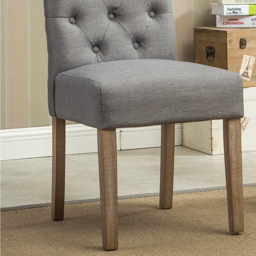Habit Gray Solid Wood Tufted Parsons Dining Chair, Set of 2. Picture 9
