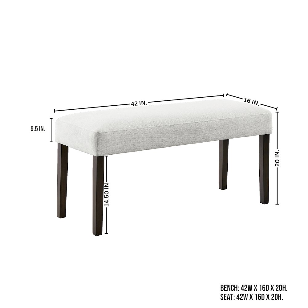 Madison Contemporary Upholstered Dining Bench, Gray. Picture 7