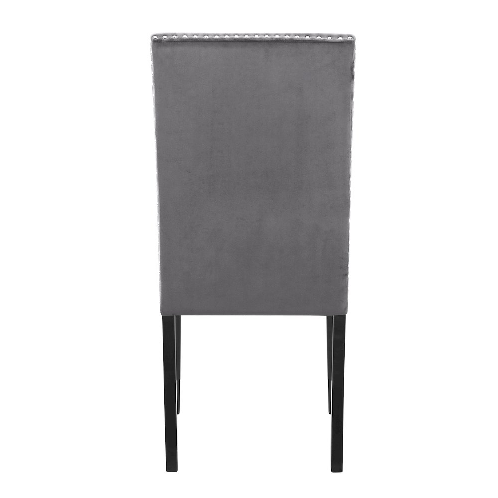 Cobre Contemporary Velvet Dining Chair with Nailhead Trim, Set of 2, Gray. Picture 6