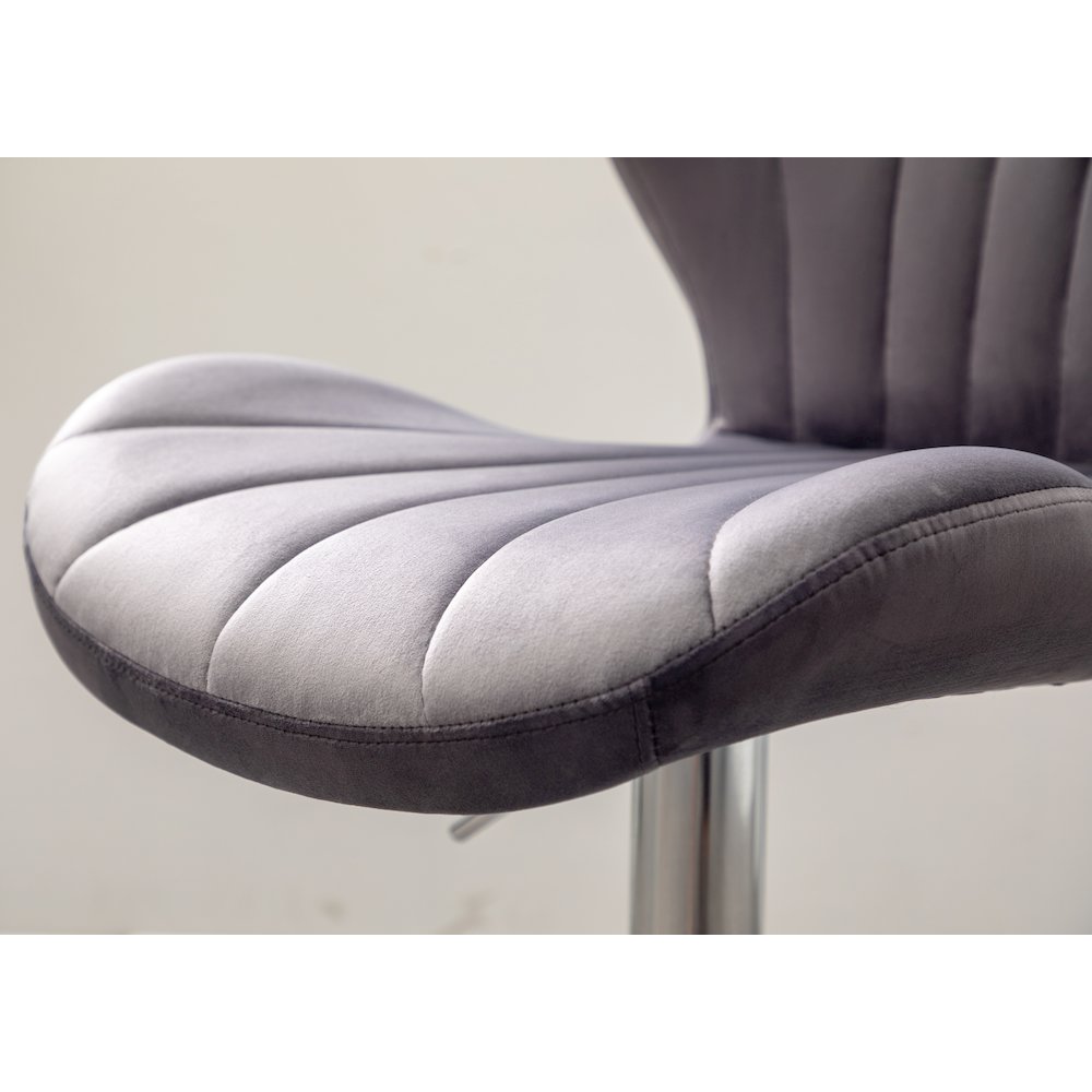Ellston Upholstered Adjustable Swivel Barstools in Gray, Set of 2. Picture 9