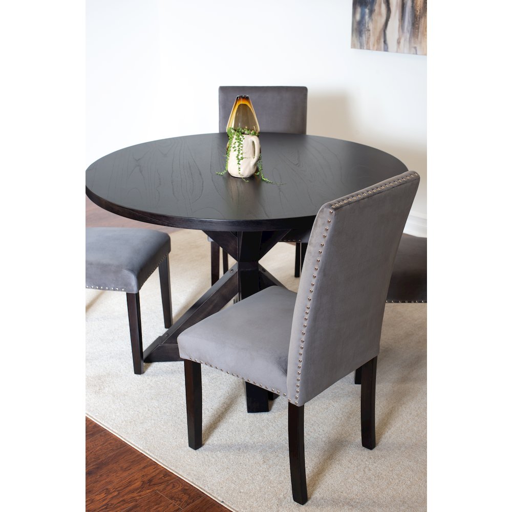 Enbridge 5-Pc Dining Set, Cross-Buck Dining Table with 4 Stylish Chairs, Gray. Picture 4