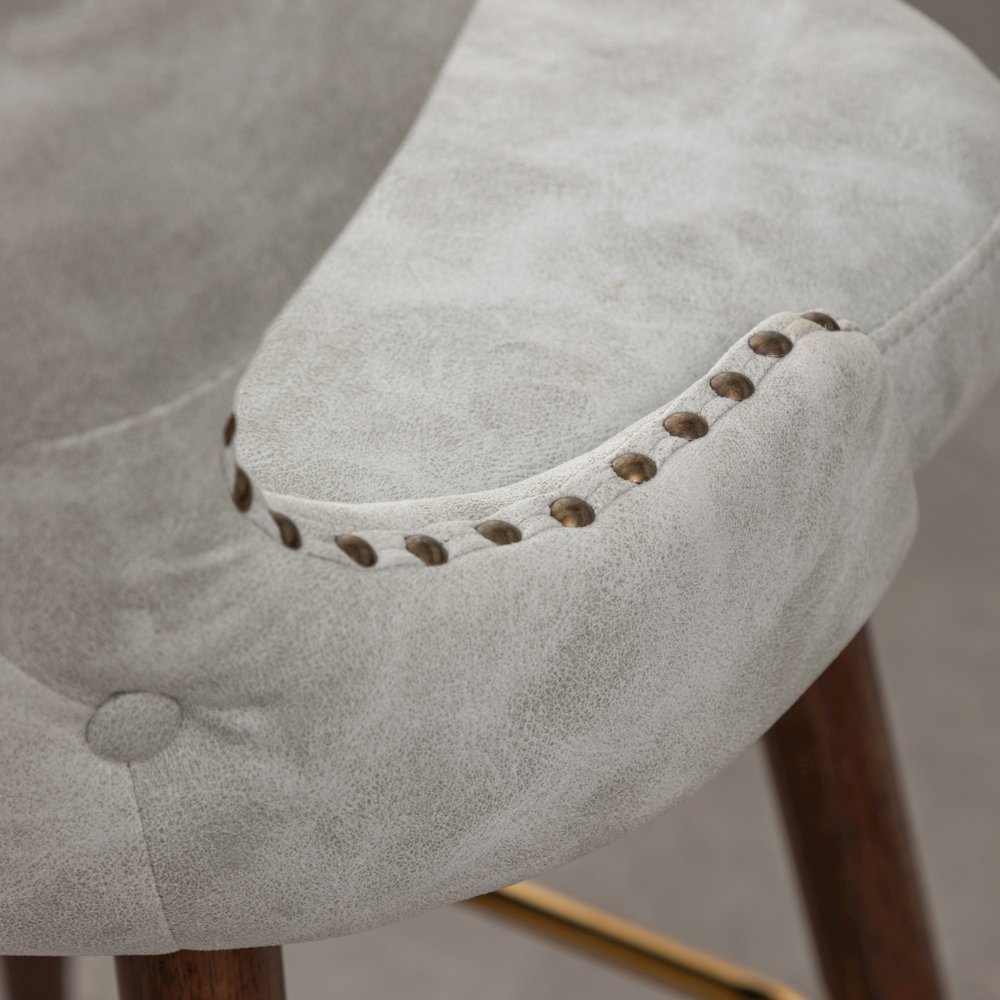 Nevis Modern Faux Leather Tufted Nailhead Trim Barstool Set of 2, Off-White. Picture 11