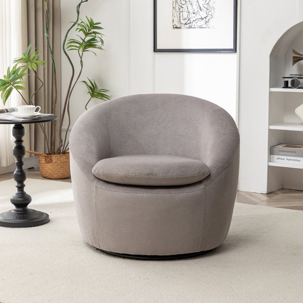 Winnie Modern Barrel Chair, 360° Swivel. Picture 3
