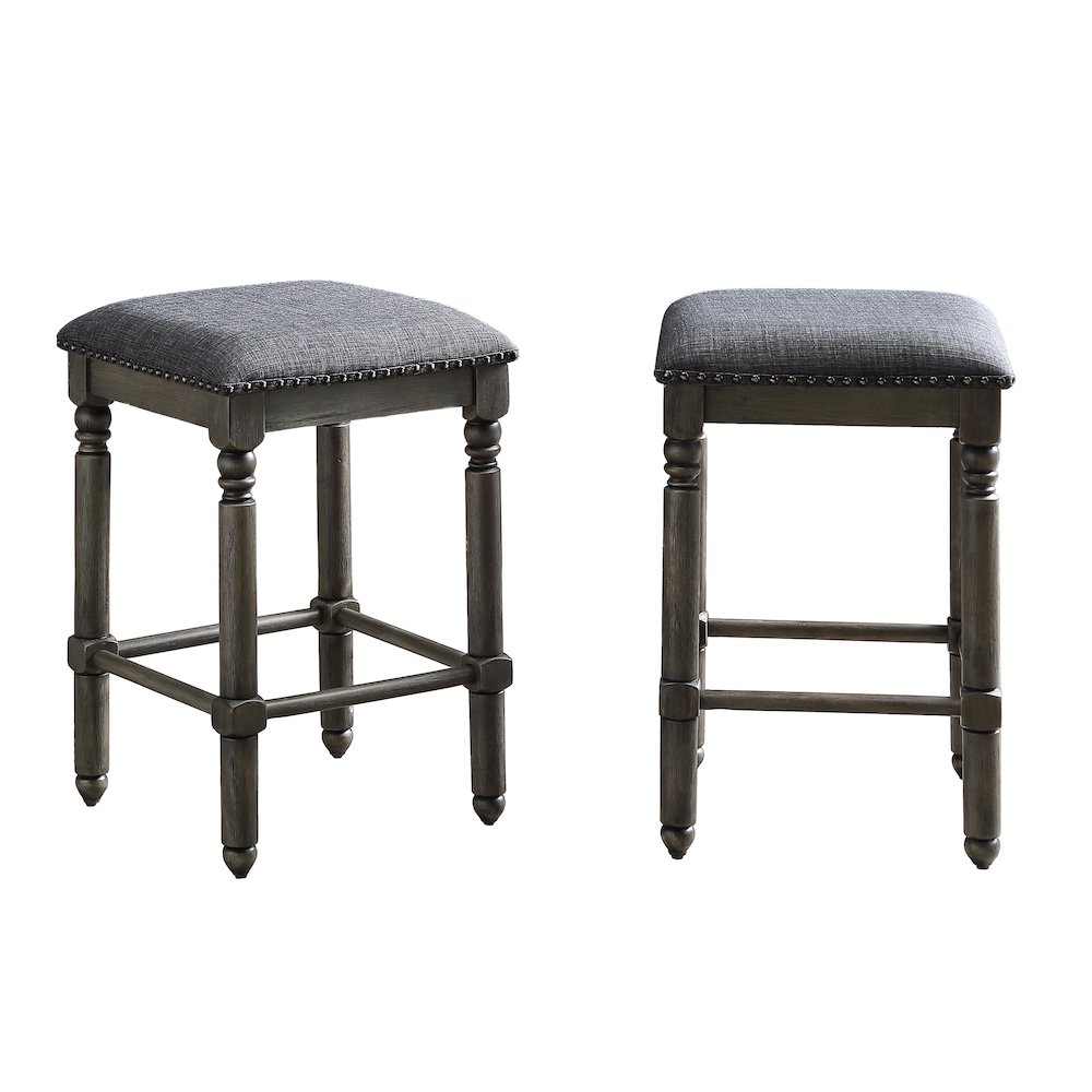 Arnhem Wood Gray Upholstered Counter Height Stool, Set of 2. Picture 5