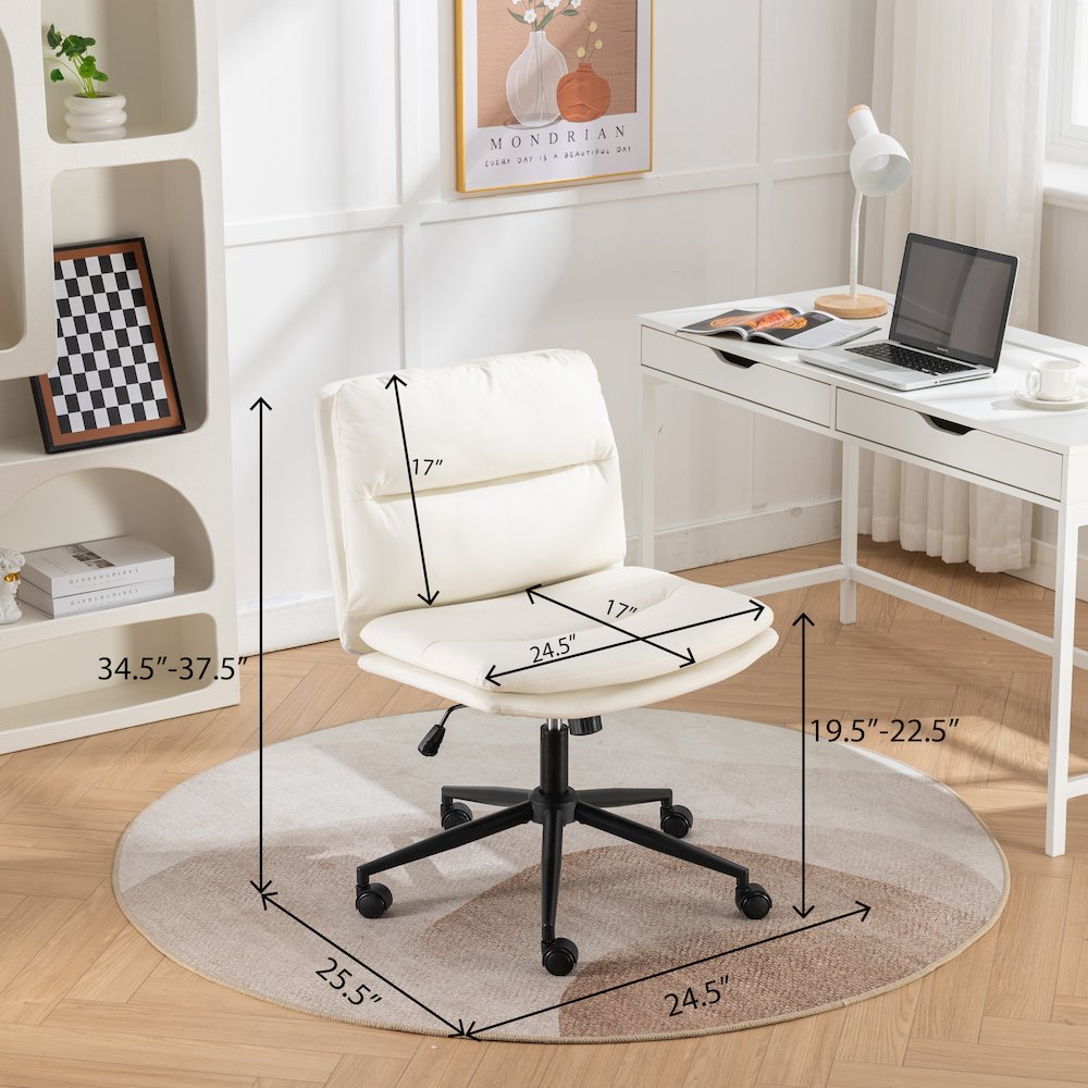 Bizerte Adjustable Swivel Criss Cross, Wide Seat Office or Vanity Chair, White. Picture 15