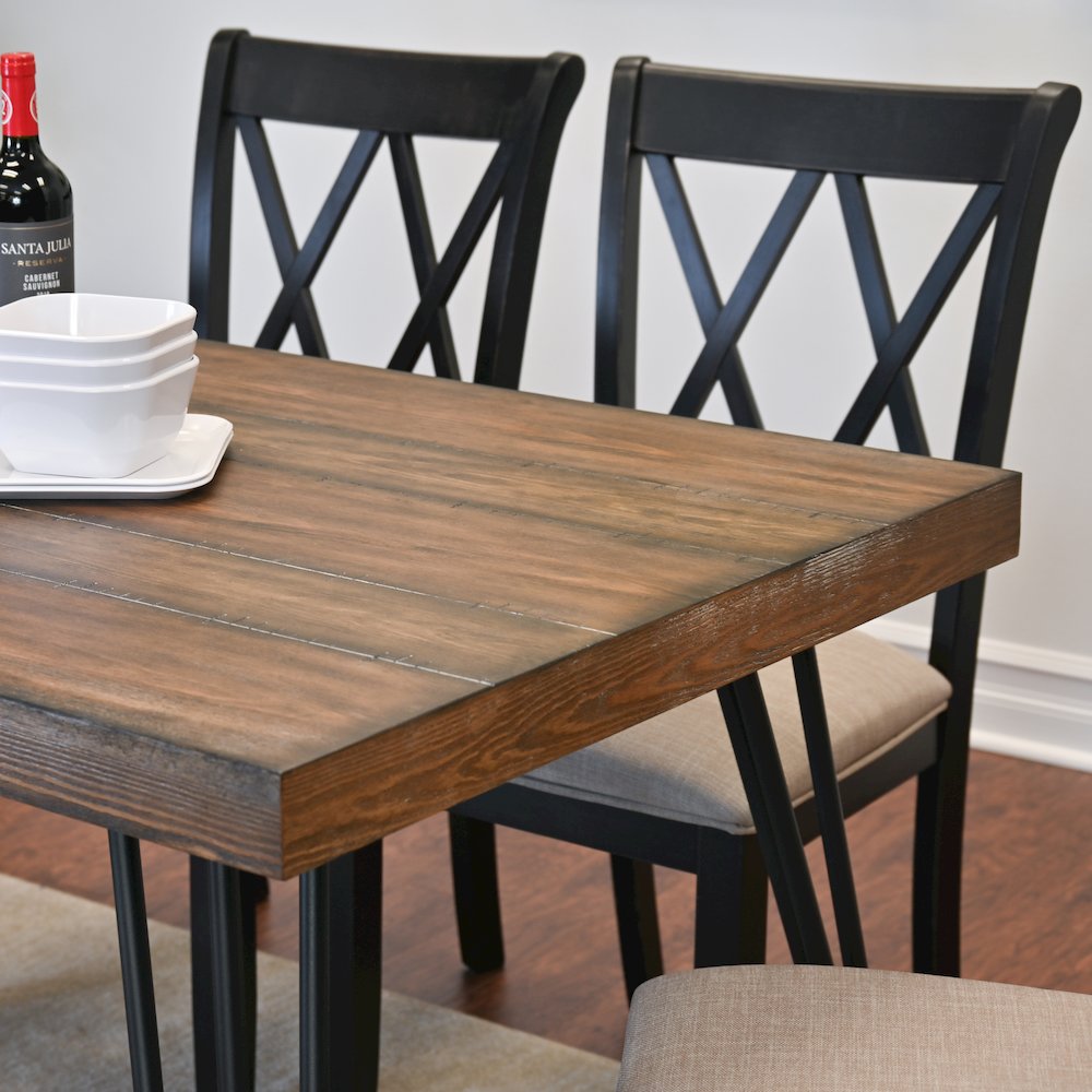 Arroyo 7-Pc Dining Set, Hairpin Dining Table with 6 Chairs, Rich Black. Picture 8