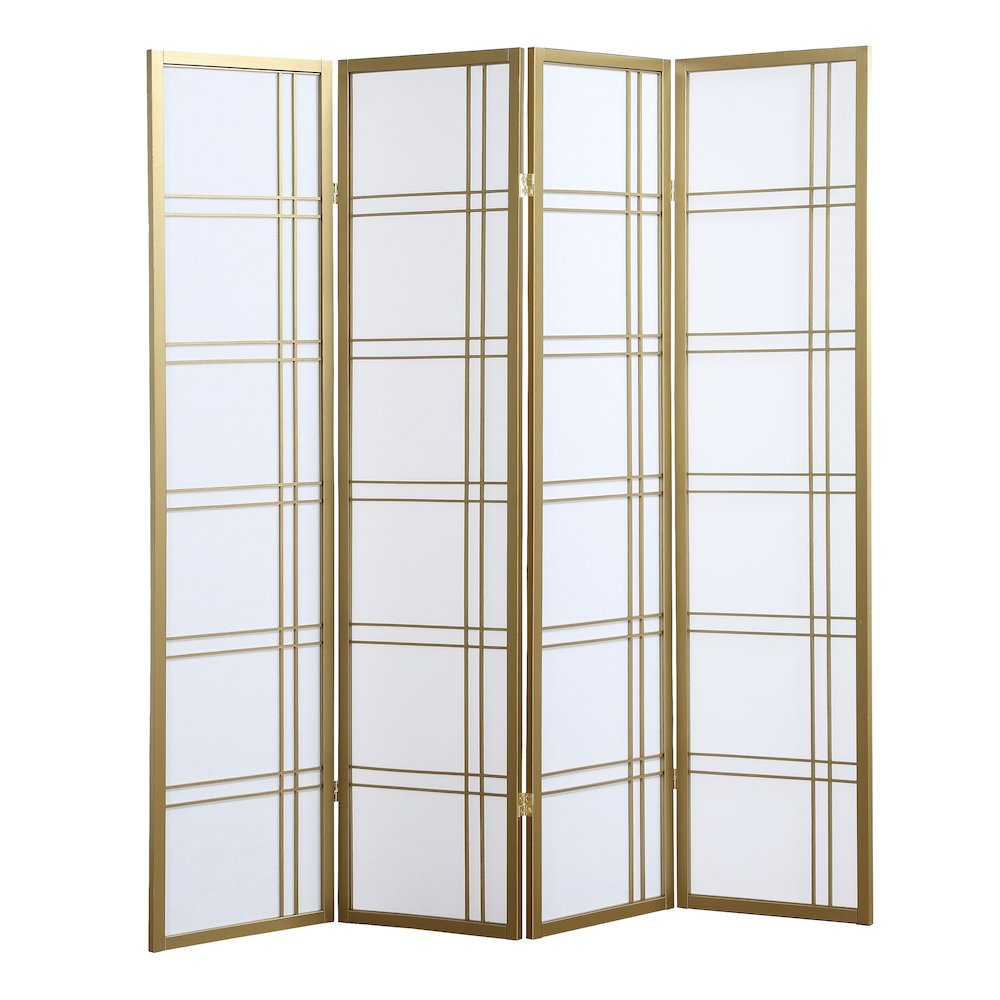 Seto 4-Panel Golden Room Divider Screen. Picture 1