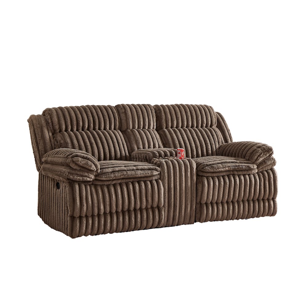 Ardello Manual Reclining Loveseat with Wide-Wale Corduroy, Storage Console. Picture 1