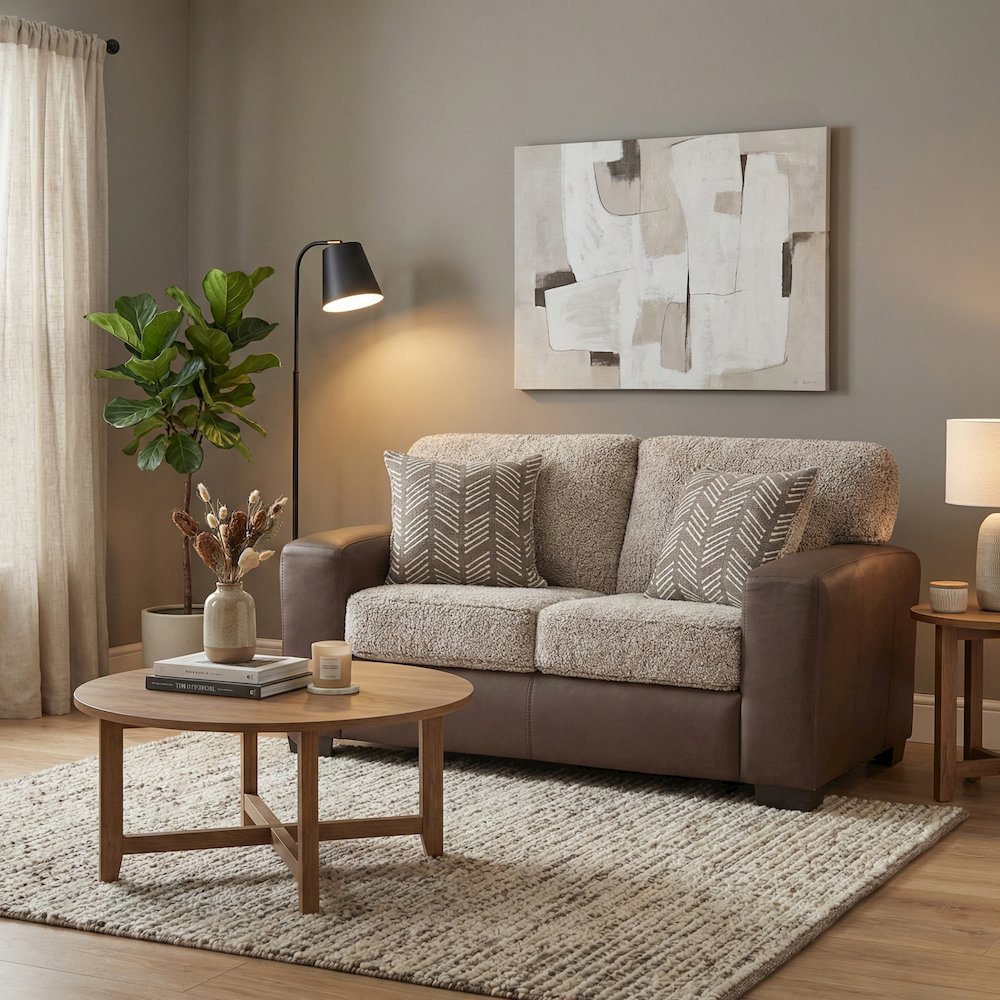Marvella 2-Piece Living Room Sofa and Loveseat Set, Chocolate Faux Leather. Picture 7